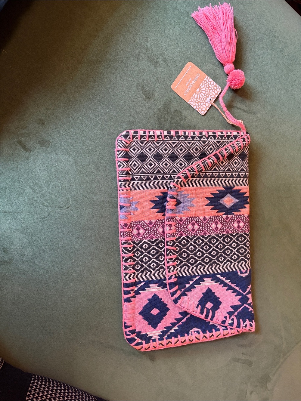 NWT Cynthia Rowley Pink Geometric Clutch - Women's Bag with Tassel